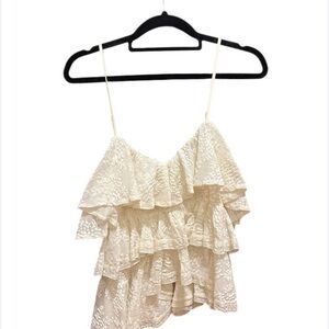 Zara Cream Lace Ruffle Top